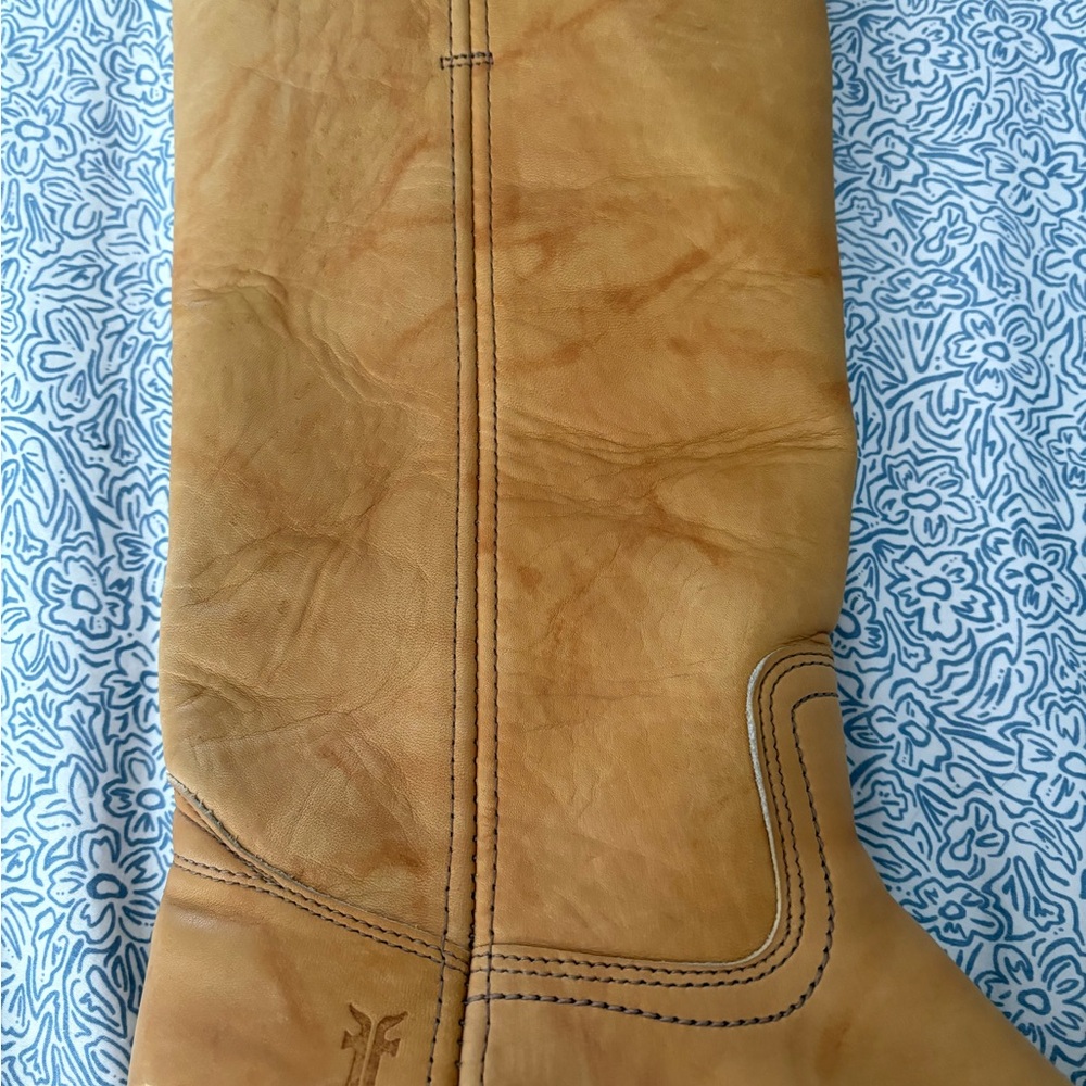 Frye Tall Leather Riding Boots in Mustard - Picture 7 of 7